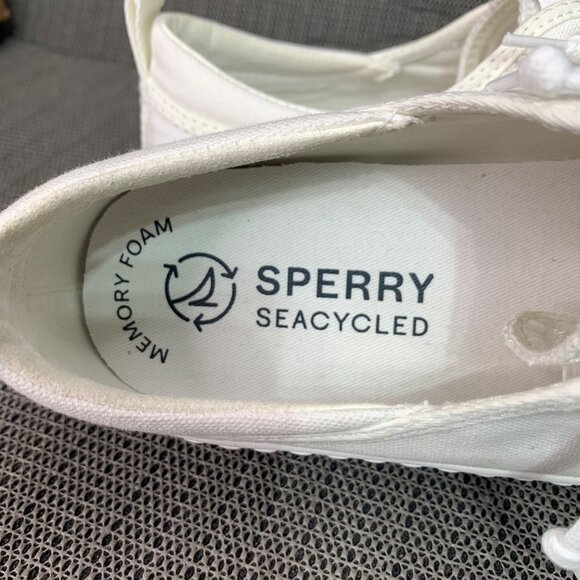 Sperry Seacycled Womens Size 6.5 White Pier wave Canvas Platform Sneakers - Picture 5 of 8
